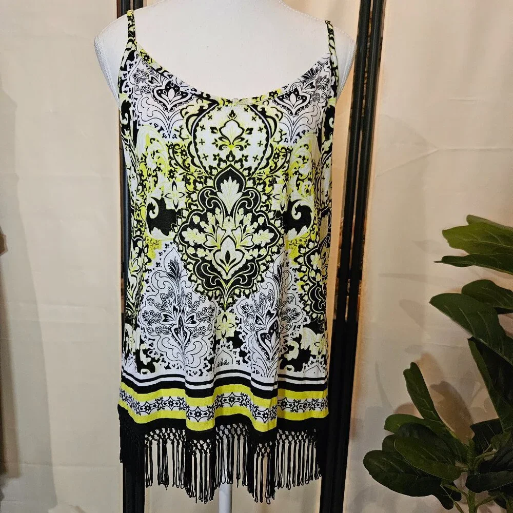 INC International Concepts top with fringe at the hem. Size Large - Picture 1 of 9